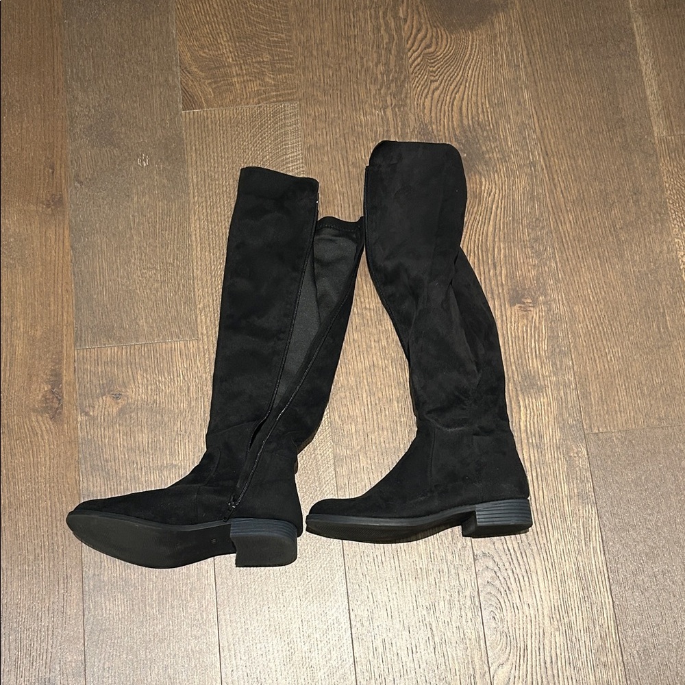 Over the Knee Black Suede Women's Boots